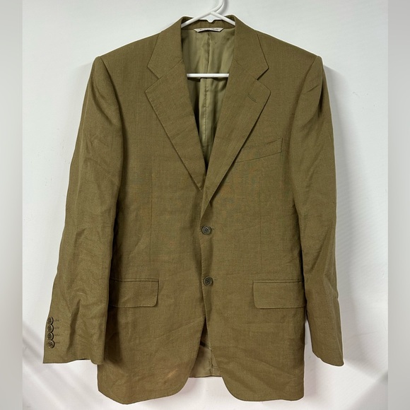 CANALI Puro Lino Solid Beige Gold Made In Italy 100% Linen Men’s Blazer Sz 46R